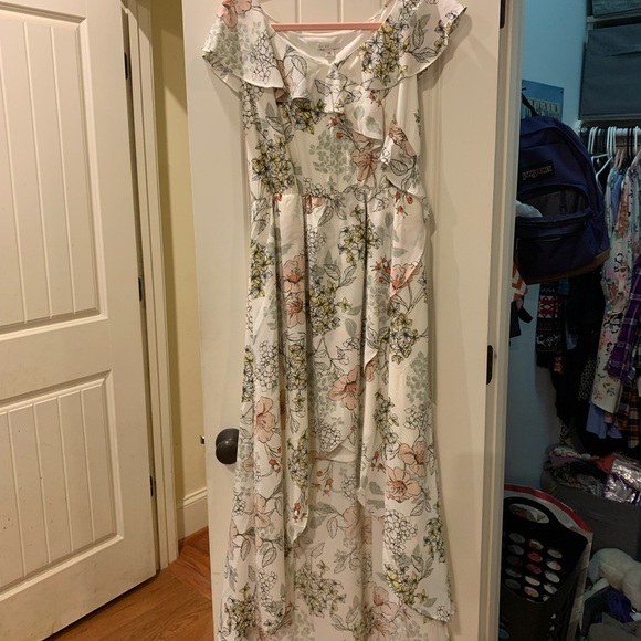 Cato Dresses & Skirts - Cato high low floral cream dress size medium worn once for wedding